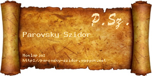 Parovsky Szidor névjegykártya